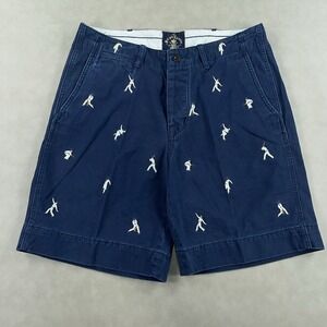 Polo Ralph Lauren Shorts Mens 33 Blue  Embroidered Cricket Button Fly (Fit 34x9)
